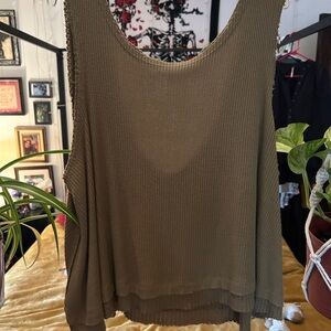 We The Free Ribbed Olive Tank